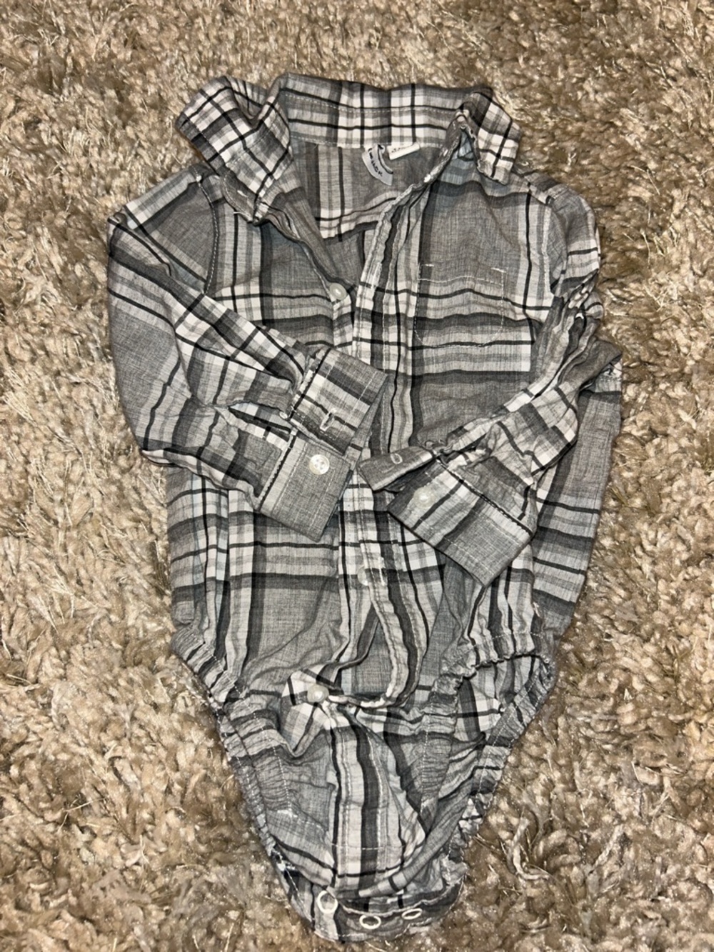 Janie and Jack Gray Plaid Button-Up Bodysuit